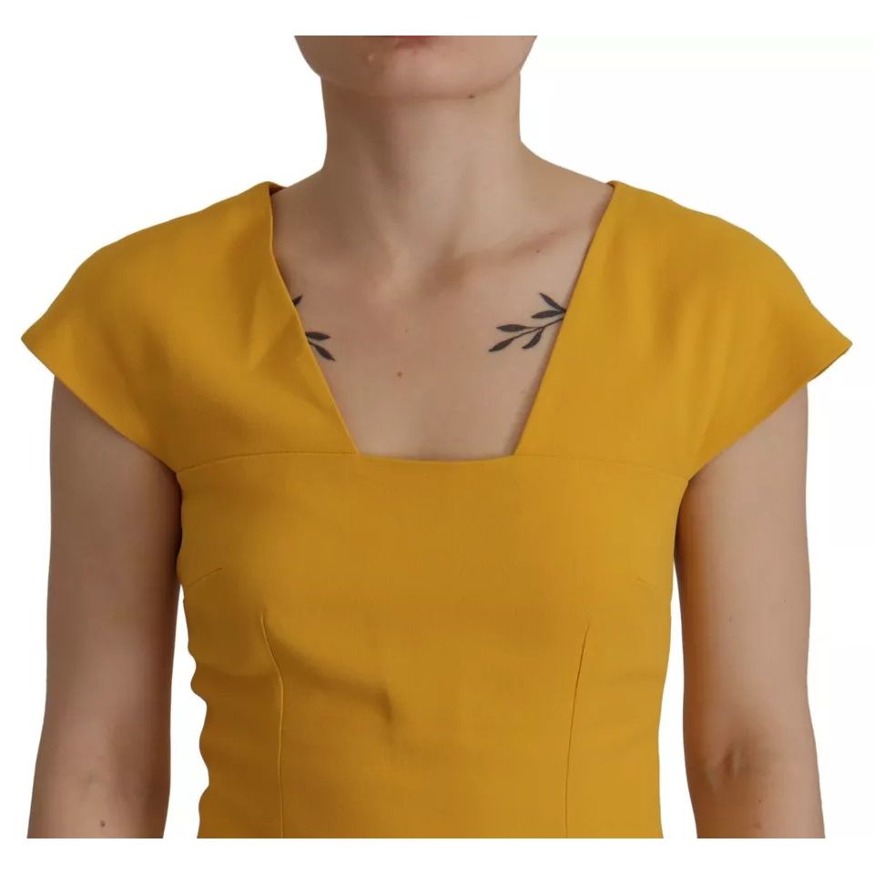 Dolce & Gabbana Yellow Viscose Sleeveless Sheath Midi Dress