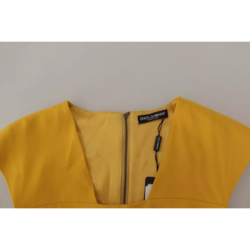 Dolce & Gabbana Yellow Viscose Sleeveless Sheath Midi Dress