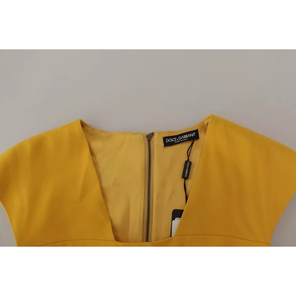 Dolce & Gabbana Yellow Viscose Sleeveless Sheath Midi Dress DR28718-38