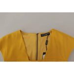 Dolce & Gabbana Yellow Viscose Sleeveless Sheath Midi Dress DR28718-38