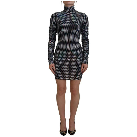 Dolce & Gabbana Black Embellished Nylon Bodycon Mini Dress DR28880-38