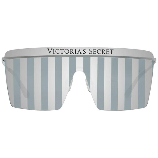 Victoria's Secret silver metal sunglasses with gray mirrored lenses, model VS0003-0016C, featuring 65-14-140 mm dimensions.