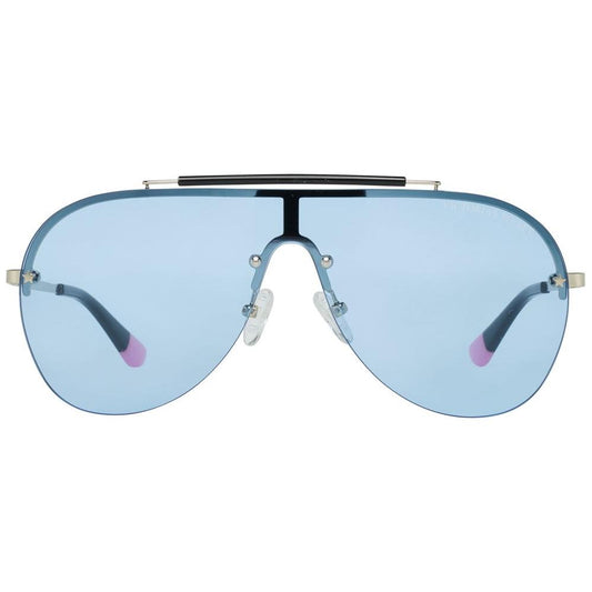 Victoria's Secret gold metal sunglasses with blue mono lens, UV protection, model VS0012-13428X with 60-21-135mm dimensions.