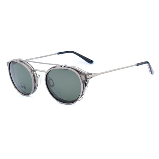 Vuarnet Gray Stainless Steel Frames with clip-on sunglasses, unisex design, ideal for sun protection, category 3 lenses.