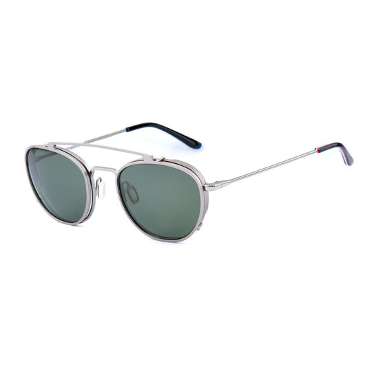 Vuarnet Gray Stainless Steel Frames with clip-on green lens sunglasses.