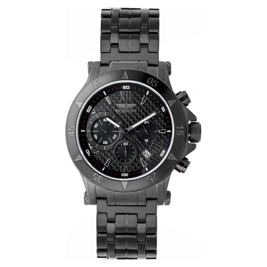 Bobroff Black Stainless Steel Dress Watch