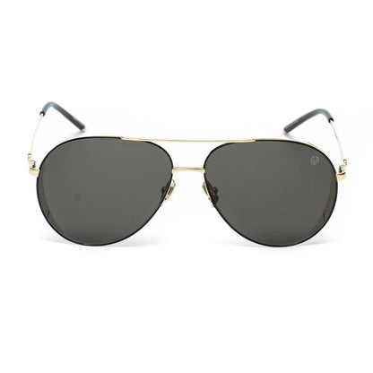 Belstaff Gold Titanium Sunglasses featuring brown Carl Zeiss lenses, handmade in Japan with high-grade Mazzucelli acetate, UV protection.