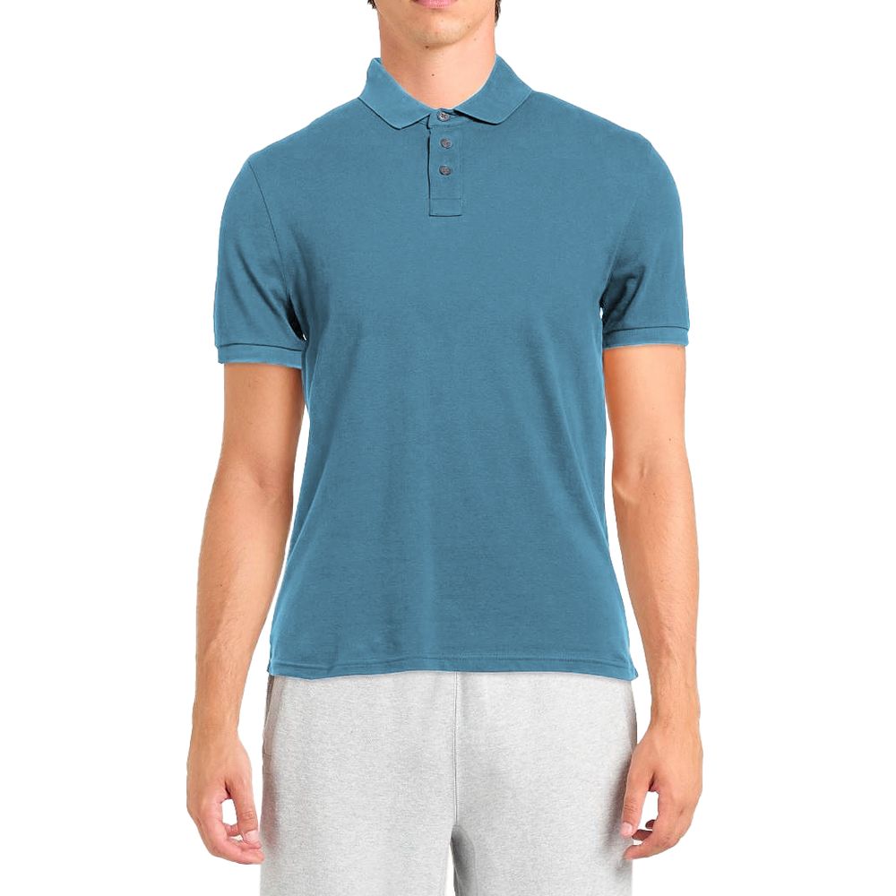 Alpha Studio Light Blue Cotton Men Polo Shirt