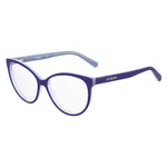 Love Moschino Purple Acetate Frames for women, stylish violet glasses with dimensions 57/14/140 mm, model MOL591-B3V.