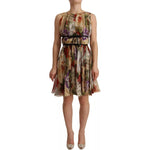 Dolce & Gabbana Beige Floral Sleeveless Round Neck Mini Dress DR28271-36