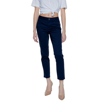 Street One Blue Cotton Casual Pants