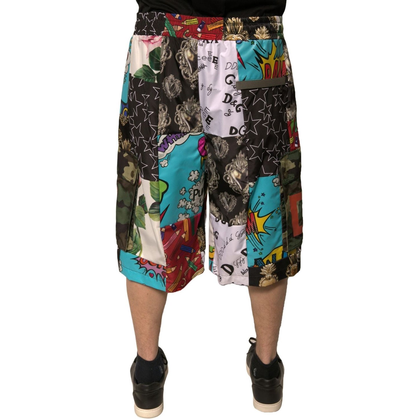 Dolce & Gabbana Multicolor Patchwork Cargo Bermuda Shorts