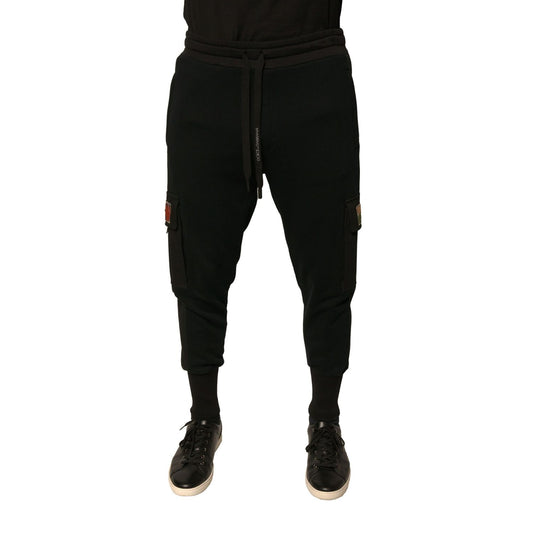 Dolce & Gabbana Black Cotton Jogger Cargo Sweatpants Pants