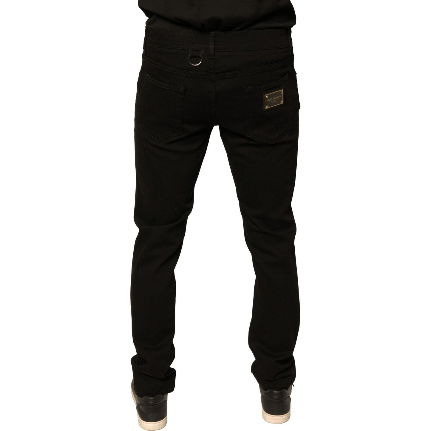 Dolce & Gabbana Black Logo Cotton Stretch Skinny Denim Jeans