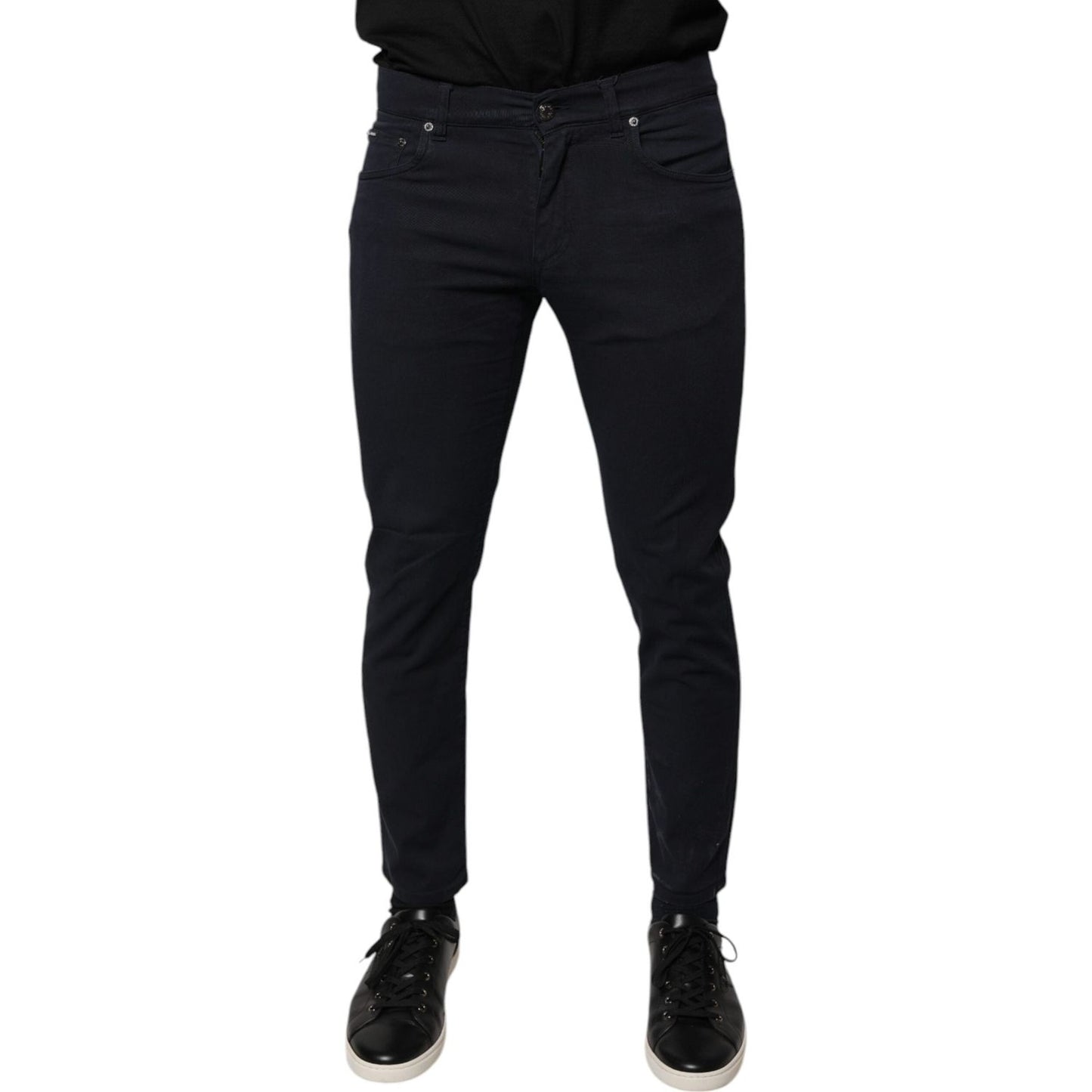 Dolce & Gabbana Black Logo Cotton Stretch Skinny Denim Jeans