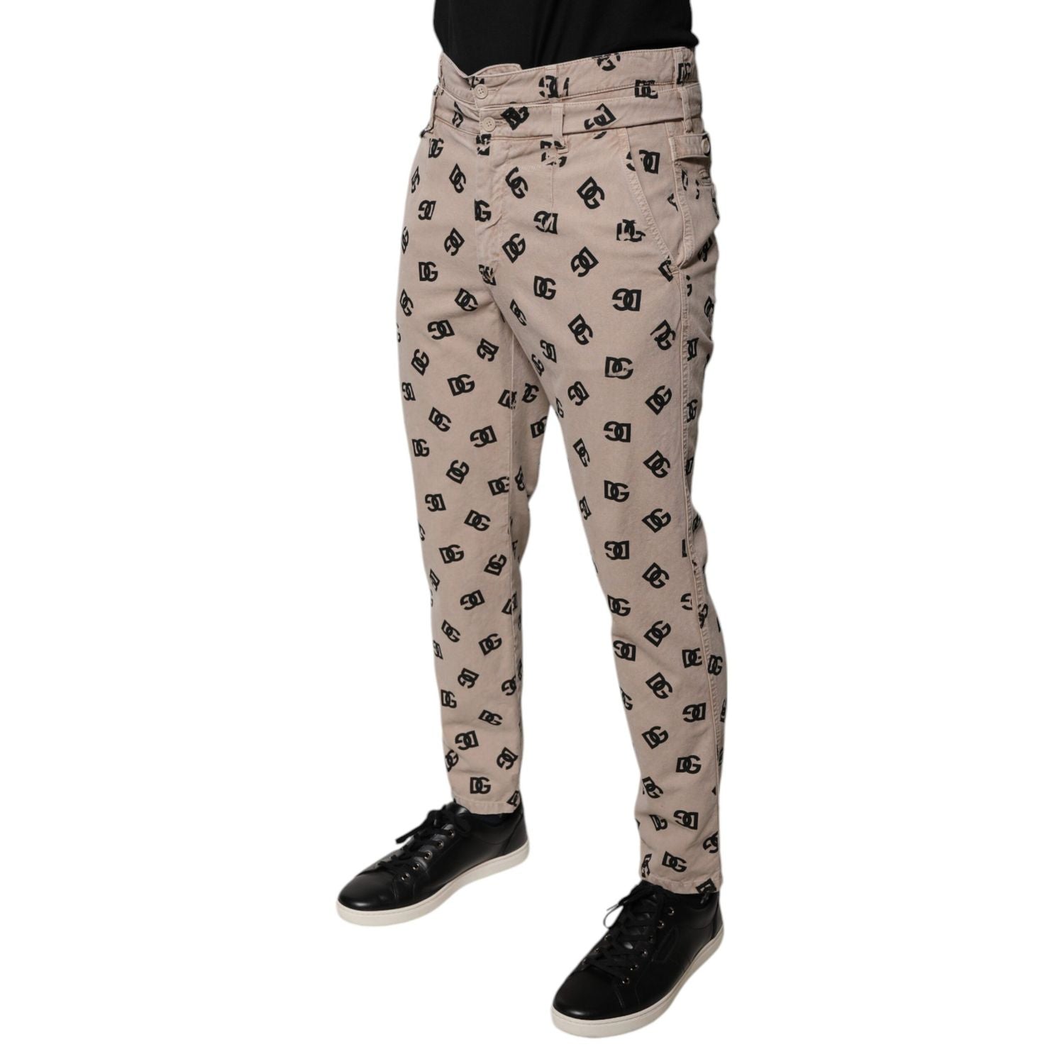 Dolce & Gabbana Beige Logo Cotton Skinny Denim Jeans