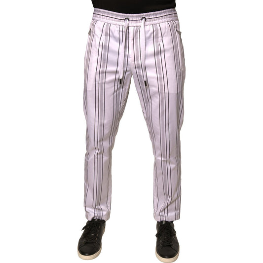 Dolce & Gabbana White Stripe Cotton Dress Skinny Pants PAN75996-46