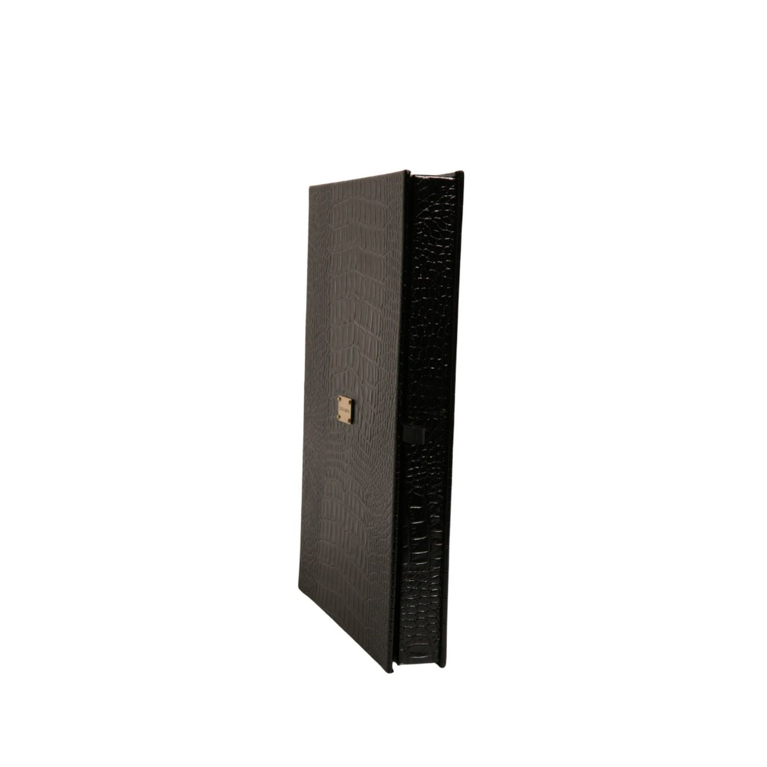 Dolce & Gabbana Elegant Black Leather Logo Plaque Holder Catalogue Case