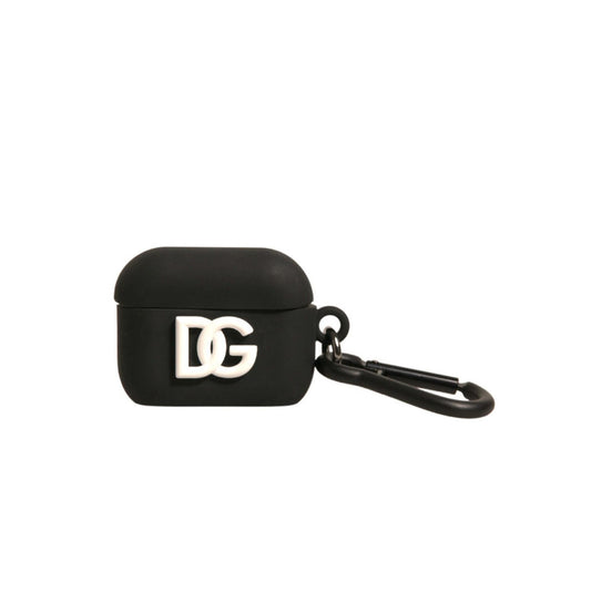 Dolce & Gabbana Black Silicone Rubber Logo Embossed Airpods Case