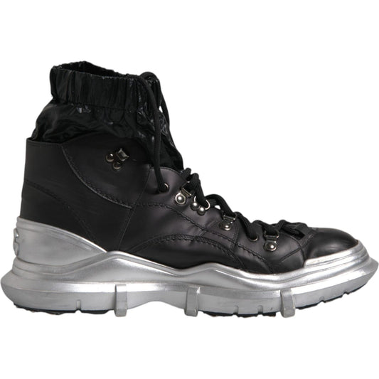 Dolce & Gabbana Black Nylon Galileo High Top Sneakers Shoes MV6678-44