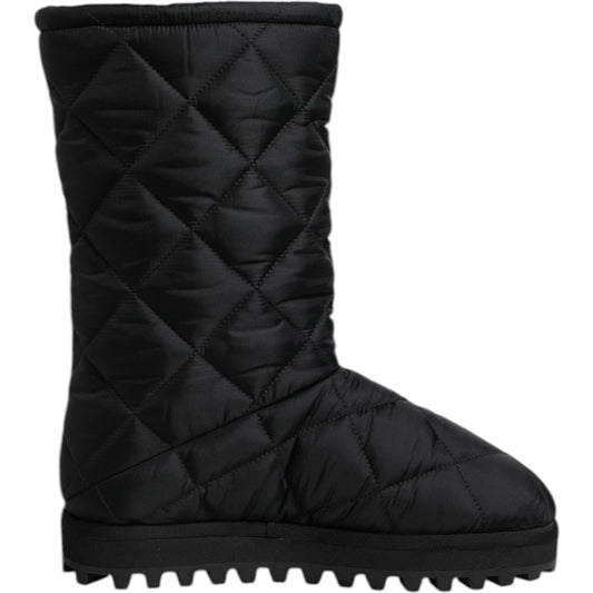 Dolce & Gabbana Black Polyester Padded Mid Calf Boots Winter Shoes MV6696-41