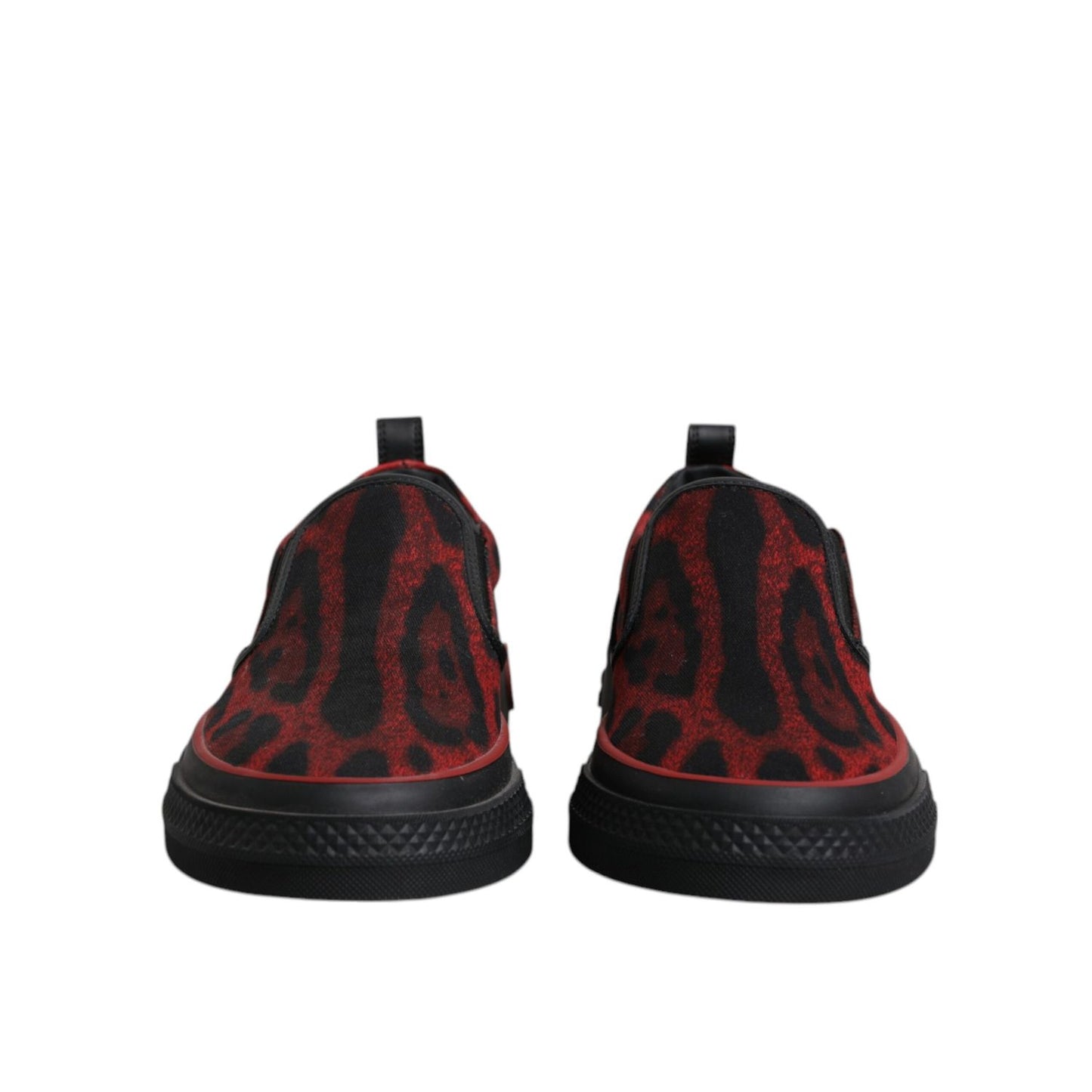 Dolce & Gabbana Red Black Leopard Cotton Men Low Top Sneakers Shoes
