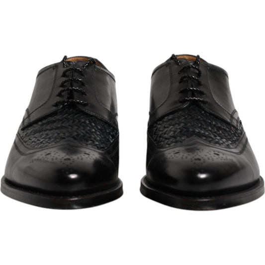 Dolce & Gabbana Black Leather Derby Wingtip Lace Up Formal Dress Shoes MV6650-39
