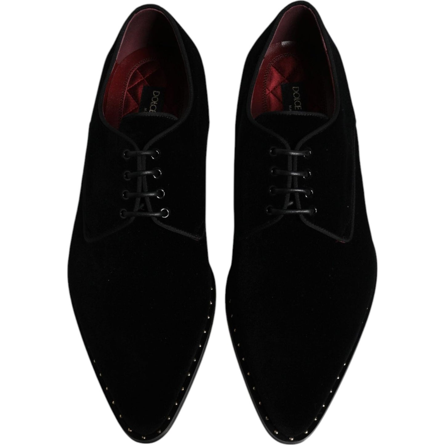 Dolce & Gabbana Black Velvet Cotton Lace Up Derby Shoes MV6651-43