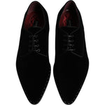 Dolce & Gabbana Black Velvet Cotton Lace Up Derby Shoes MV6651-43