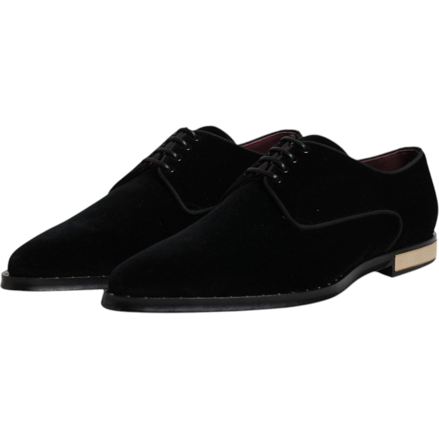 Dolce & Gabbana Black Velvet Cotton Lace Up Derby Shoes MV6651-43