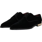 Dolce & Gabbana Black Velvet Cotton Lace Up Derby Shoes MV6651-43