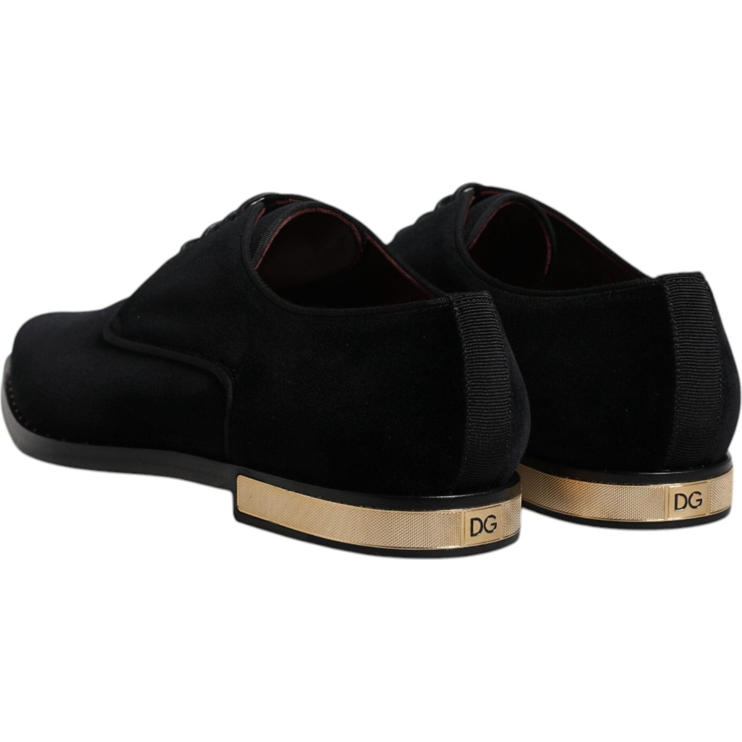 Dolce & Gabbana Black Velvet Cotton Lace Up Derby Shoes MV6651-43