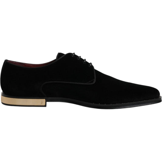 Dolce & Gabbana Black Velvet Cotton Lace Up Derby Shoes MV6651-43