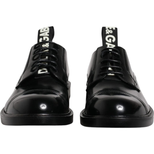 Dolce & Gabbana Black Patent Leather Derby Lace Up Formal Dress Shoes MV6652-39.5