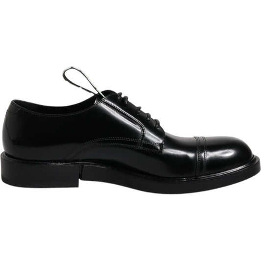 Dolce & Gabbana Black Patent Leather Derby Lace Up Formal Dress Shoes MV6652-39.5