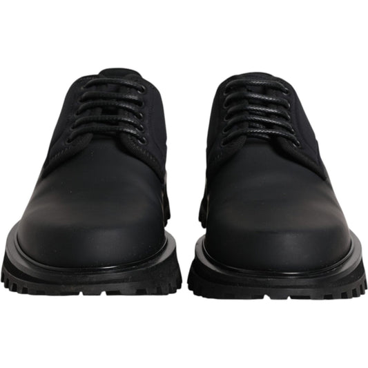 Dolce & Gabbana Black Leather Lace Up Trekking Dress Shoes MV6698-41