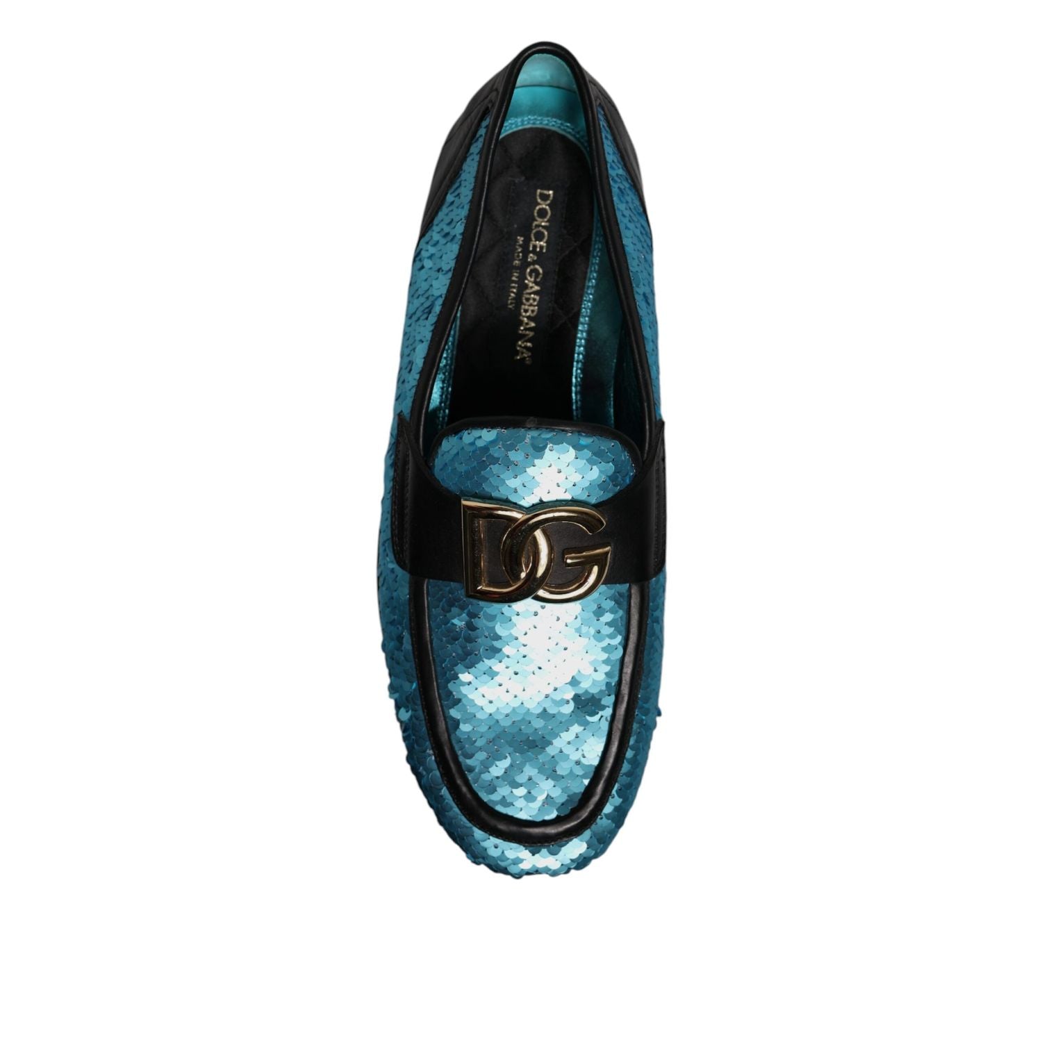 Dolce & Gabbana Blue Sequined Loafers Formal Dress Shoes