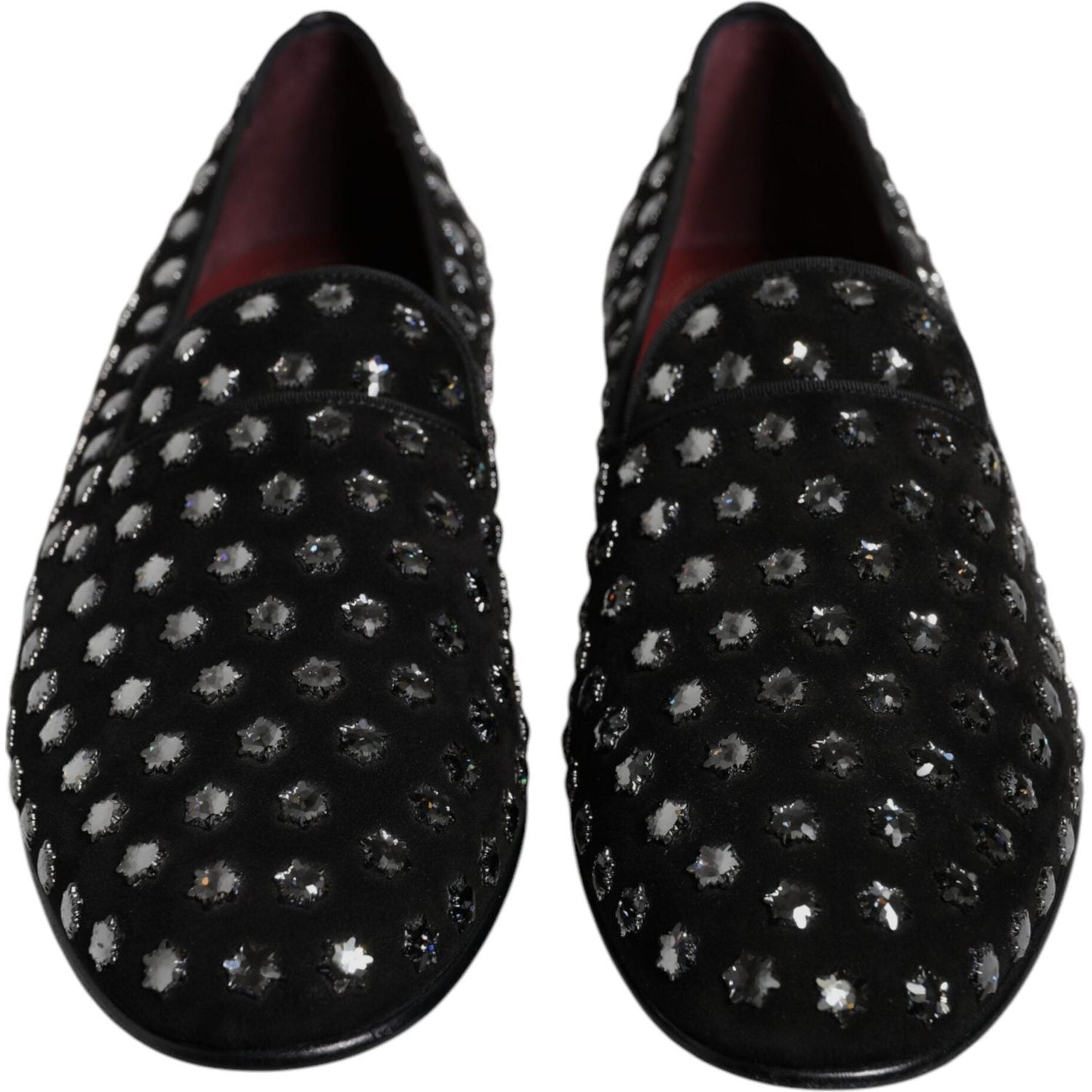 Dolce & Gabbana Black Crystal Embellished Loafers Dress Shoes MV6761-43
