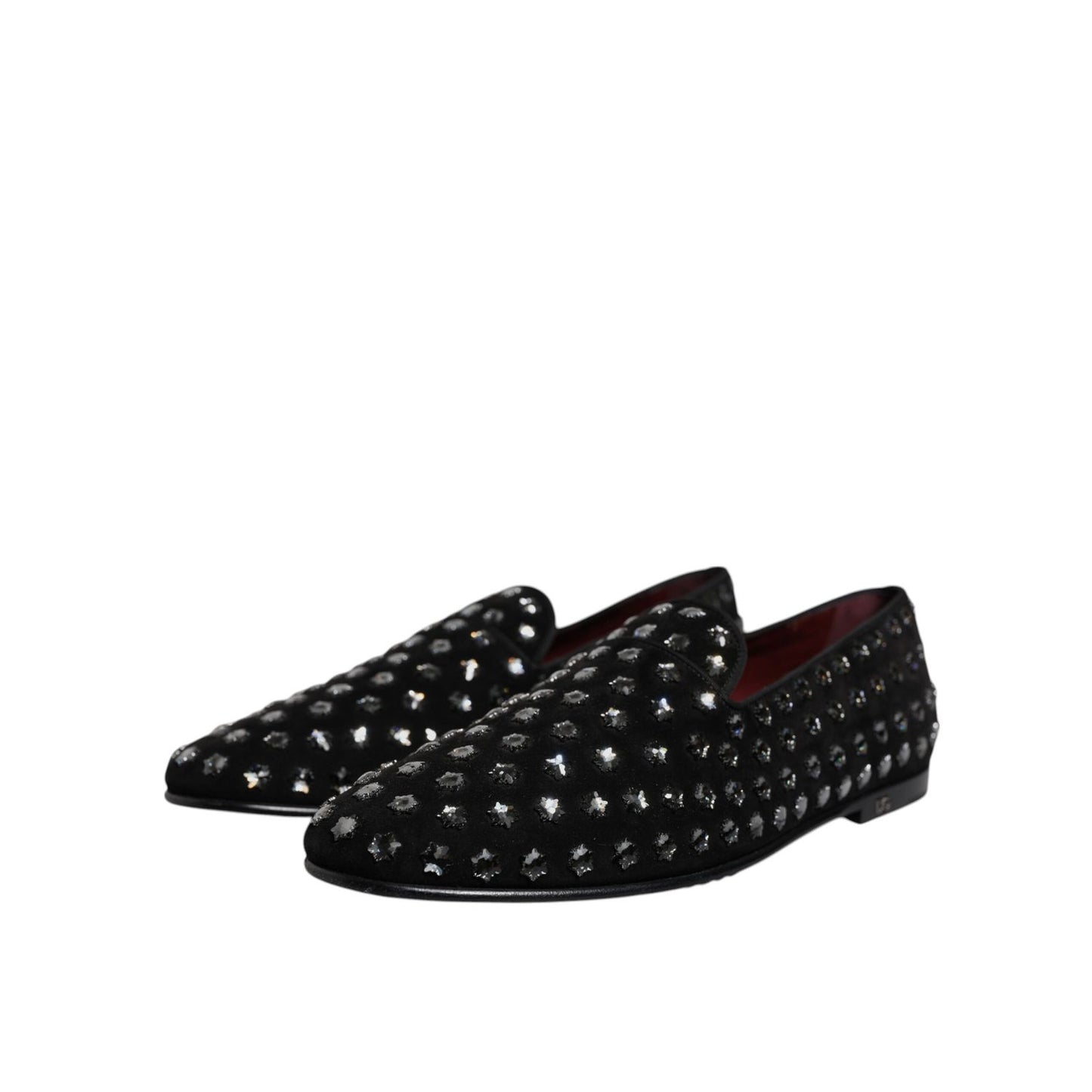 Dolce & Gabbana Black Crystal Embellished Loafers Dress Shoes