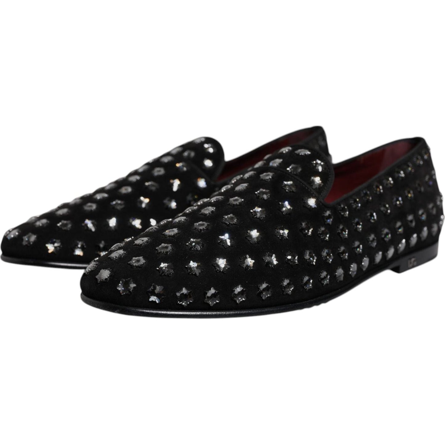 Dolce & Gabbana Black Crystal Embellished Loafers Dress Shoes MV6761-43