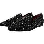 Dolce & Gabbana Black Crystal Embellished Loafers Dress Shoes MV6761-43