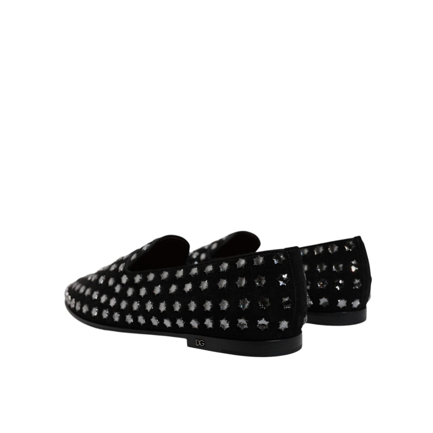 Dolce & Gabbana Black Crystal Embellished Loafers Dress Shoes