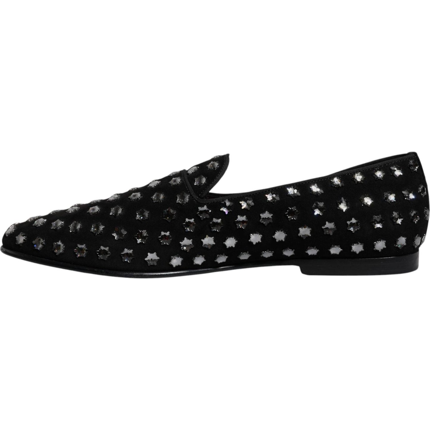 Dolce & Gabbana Black Crystal Embellished Loafers Dress Shoes MV6761-43