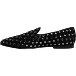 Dolce & Gabbana Black Crystal Embellished Loafers Dress Shoes MV6761-43