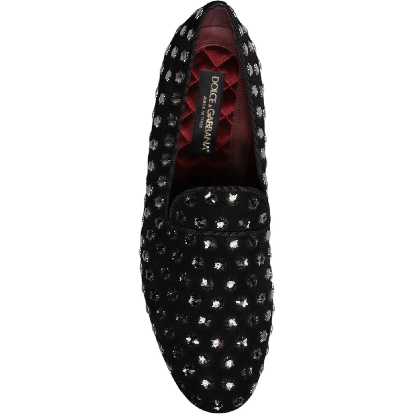 Dolce & Gabbana Black Crystal Embellished Loafers Dress Shoes MV6761-43