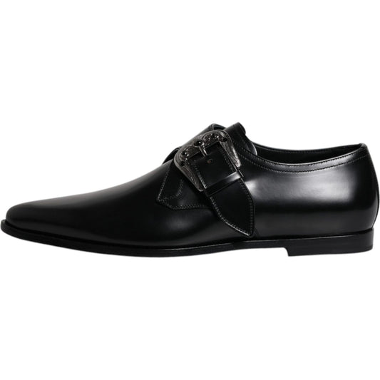 Dolce & Gabbana Black Leather Monk Strap Derby Formal Shoes MV6797-43