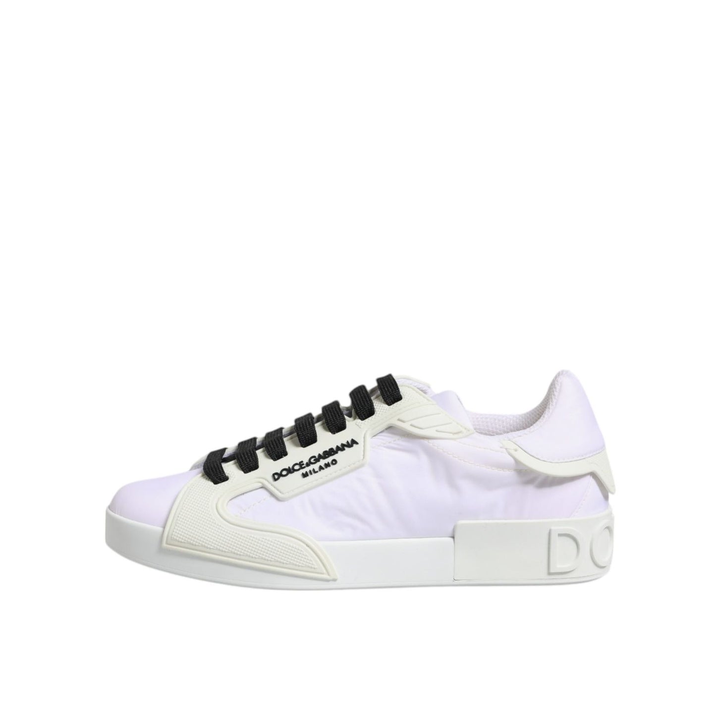 Dolce & Gabbana White Nylon Leather Low Top Sneakers Shoes