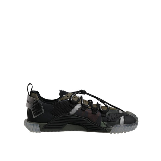 Dolce & Gabbana Black Green Camo NS1 Low Top Sneakers Shoes