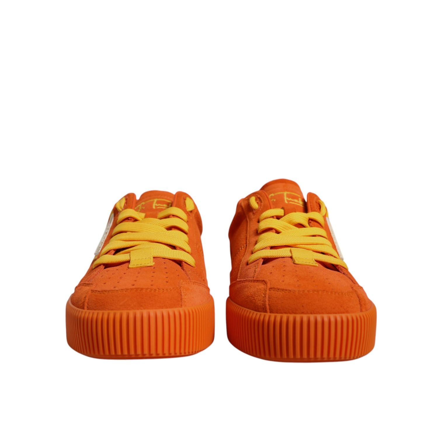 Dolce & Gabbana Orange Miami Leather Low Top Sneakers Shoes