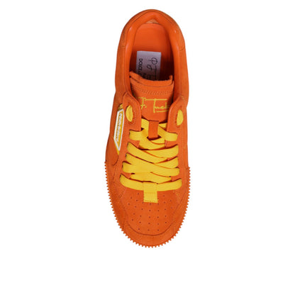 Dolce & Gabbana Orange Miami Leather Low Top Sneakers Shoes